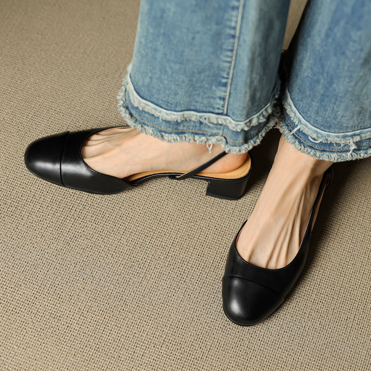 Dames Slingback Pumps – Blokhak, Met Amandelneus, Geschikt voor Dagelijks Gebruik