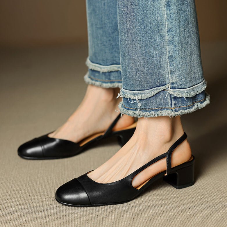 Dames Slingback Pumps – Blokhak, Met Amandelneus, Geschikt voor Dagelijks Gebruik