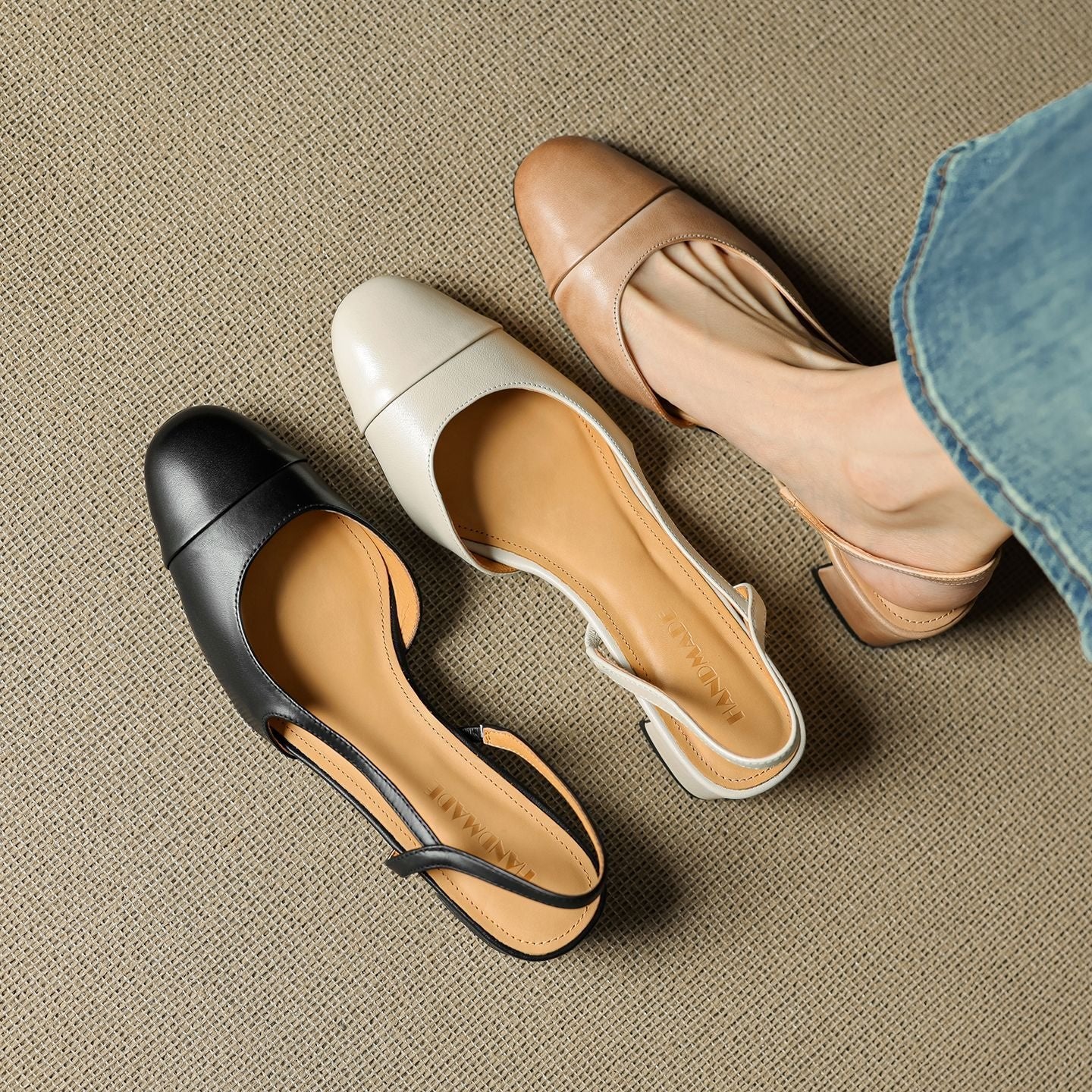 Dames Slingback Pumps – Blokhak, Met Amandelneus, Geschikt voor Dagelijks Gebruik