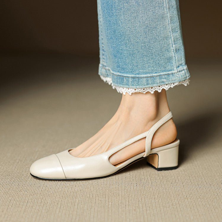 Dames Slingback Pumps – Blokhak, Met Amandelneus, Geschikt voor Dagelijks Gebruik