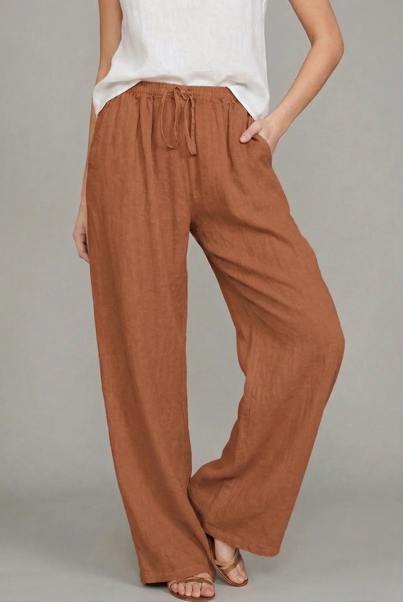 Dames High-Waisted Broek – Met Elastische Taille, Geschikt voor Casual en Dagelijks Gebruik