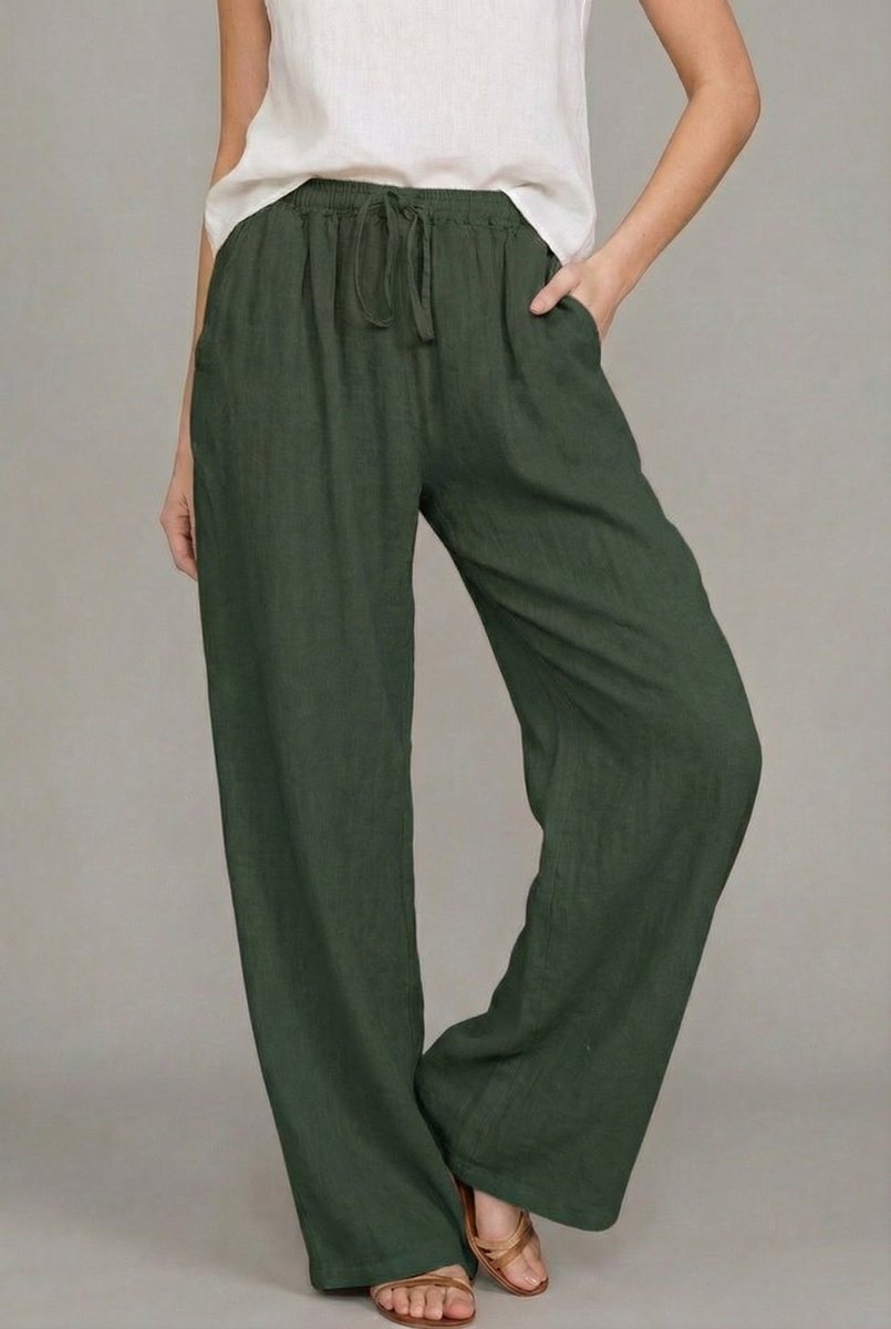 Dames High-Waisted Broek – Met Elastische Taille, Geschikt voor Casual en Dagelijks Gebruik