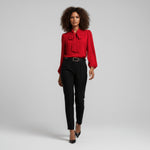 Dames Relaxed-Fit Blouse – Met Strik, Lange Mouwen, Geschikt voor Werk en Dagelijks Gebruik