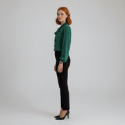 Dames Relaxed-Fit Blouse – Met Strik, Lange Mouwen, Geschikt voor Werk en Dagelijks Gebruik