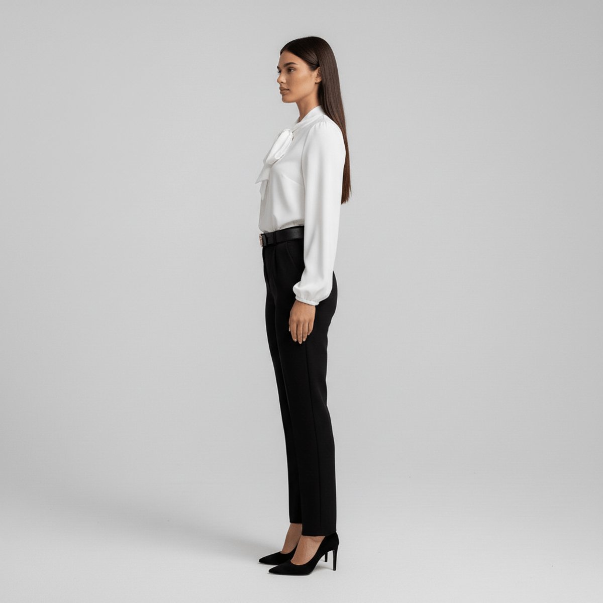 Dames Relaxed-Fit Blouse – Met Strik, Lange Mouwen, Geschikt voor Werk en Dagelijks Gebruik