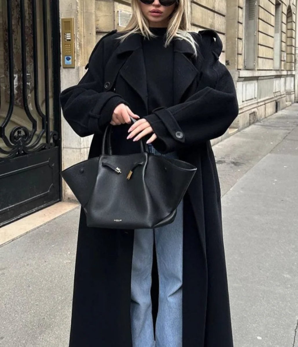 Dames Trenchcoat Lang Model Winterjas met Ceintuur en Dubbele Knopenrij
