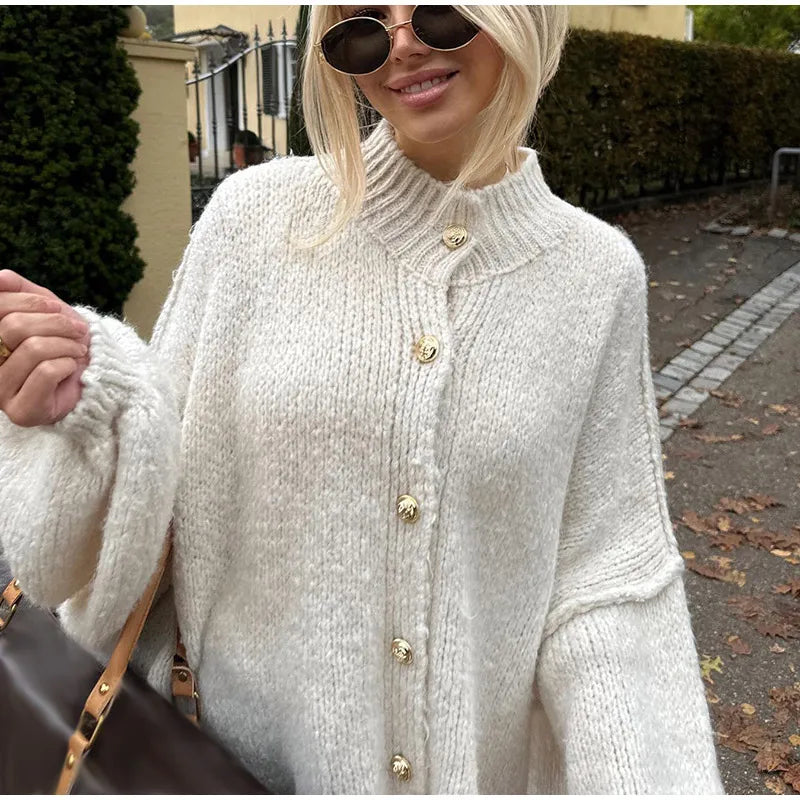Zara oversized vest dames | Lang vest met gouden knopen en losse pasvorm