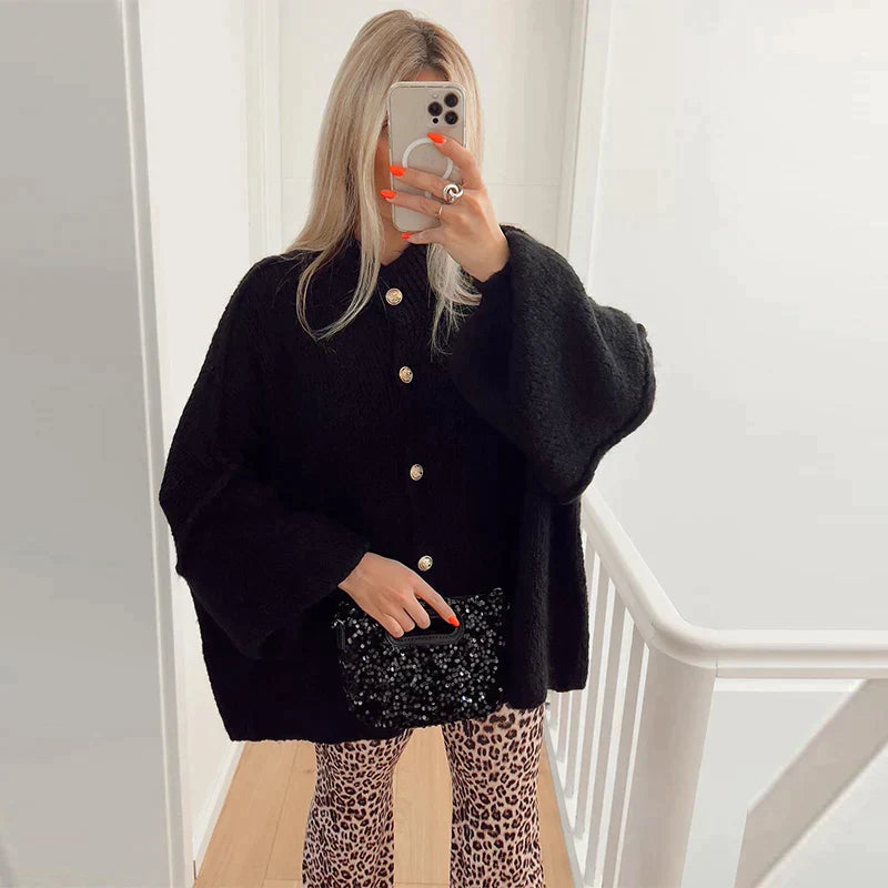 Zara oversized vest dames | Lang vest met gouden knopen en losse pasvorm