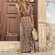 Zaria Boho Maxi Jurk | Damesjurk met V-hals en verstelbare taille in luchtige bohemian stijl