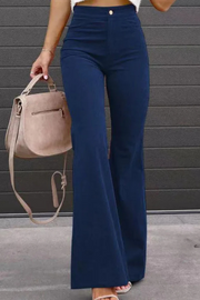 Zariam - Casual Grijze Hoge Taille Uitlopende Broek Met Verstelbare Tailleband Voor Vrouwen